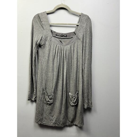 Guess Jeans Vintage Dress Womens Size Medium Y2K Gray Tunic Pockets Pleated - Picture 1 of 7